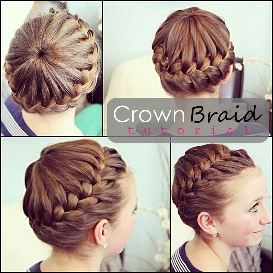 Crown braided hairstyle tutorial