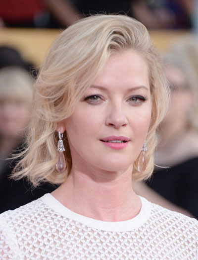 Gretchen Mol Long Bob Deep Side Part Hairstyle Sag Awards