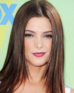 Ashley Greene Long Straight Sleek Brunette Hairstyle With Middle
