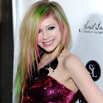 Avril Lavigne Long Blonde Straight Color Streaked Edgy Hairstyle