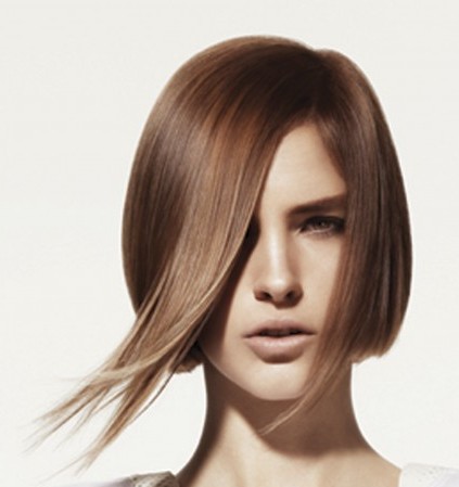 Brown Fine Straight Hair In Edgy Chic Asymmetrical Bob