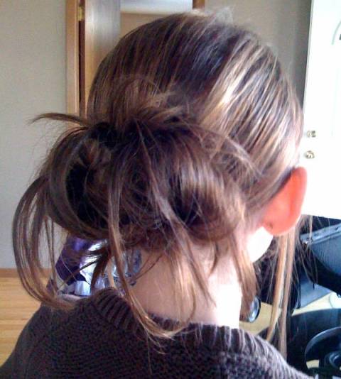 Brown Straight Funky Playful Edgy Updo Hairdo Careforhair