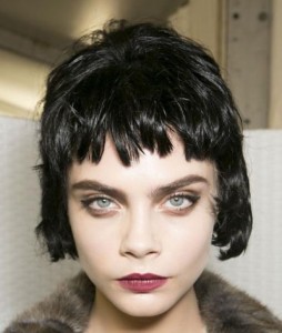 Brunette Hair In Short Choppy Bob In Wet Look Hairstyle