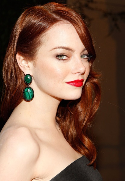 Emma Stone Side Swept Wavy Red Hairstyle Careforhair Co Uk