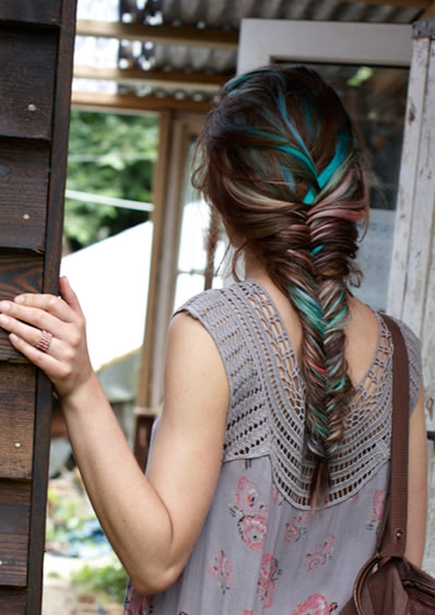 Multicolored Hairstyle with a Few Colored Streaks