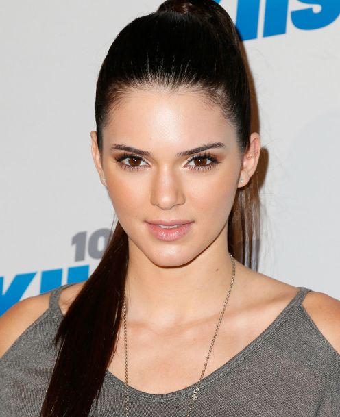 Kendall Jenner Long Straight Black Hair In Simple Ponytail