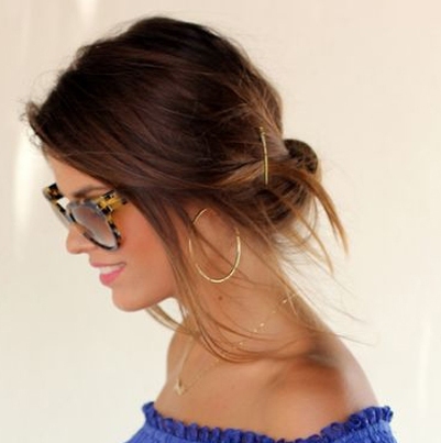 Simple Casual Loose Updo On Fine Straight Brown Hair