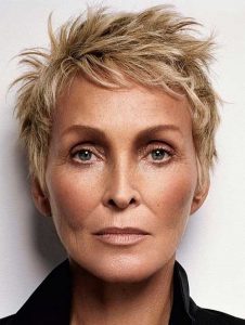 Short and spikey blonde pixie cut