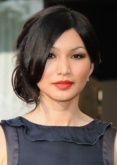 Gemma-Chan-Loose-Chignon-Hairstyle - Careforhair.co.uk Careforhair.co.uk